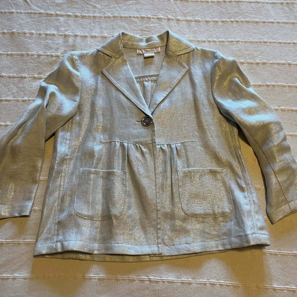 Michael Kors Silver Blazer with 3/4 Sleeves - size 2